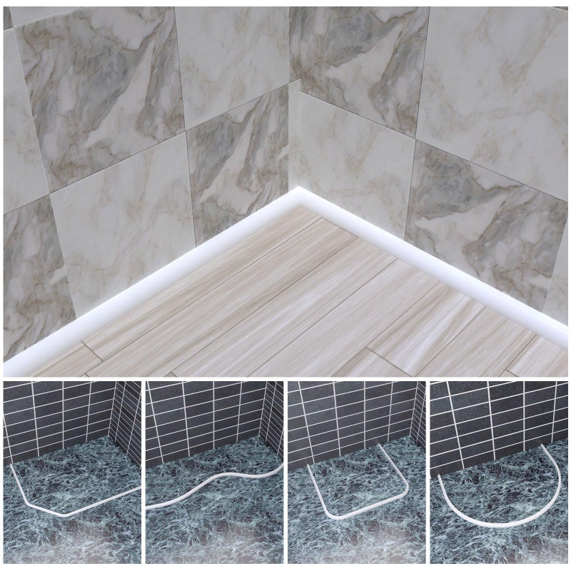 Duzzy 158 Inch Flexible Quarter Round Molding, Peel and Stick Silicone Rubber Trim Suitable for Shower Pans Gap and the Base of Staircase - Image 5